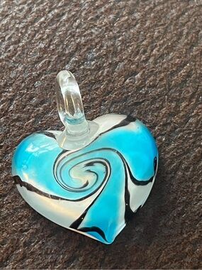 Blue and white swirl glass pendant